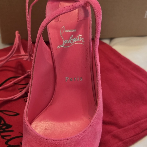 Christian Louboutin Pink Peep Toe Heels - Picture 5 of 11